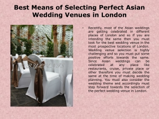Asian Wedding Venues London