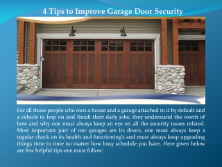 4 Tips to Improve Garage Door Security