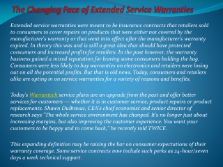 The Changing Face Of Extended Service Warranties