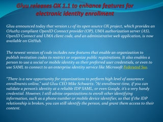 Gluu releases OX 1.1 to enhance features for electronic iden