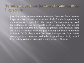 Termite inspection: Beware of fraud termite inspectors