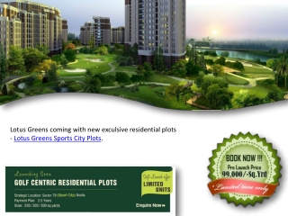 Lotus Greens Sports City Plots Noida Call - 9999999237