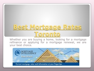 Best Mortgage Rates Toronto
