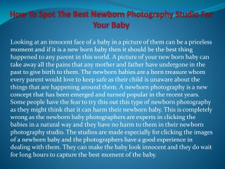How To Spot The Best Newborn Photography Studio For Your Bab