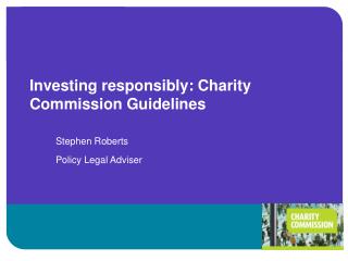 Investing responsibly: Charity Commission Guidelines