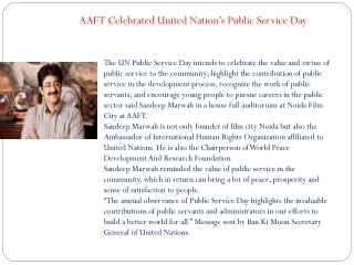 AAFT Celebrated United Nation’s Public Service Day