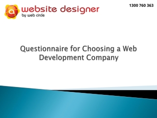 Questionnaire for Choosing a Web Development Company