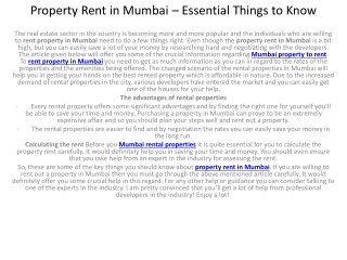 Property Rent in Mumbai – Essential Things to Know