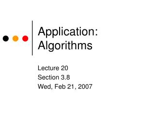 Application: Algorithms