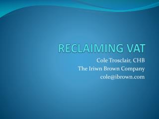 RECLAIMING VAT