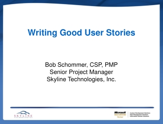 Writing Good User Stories