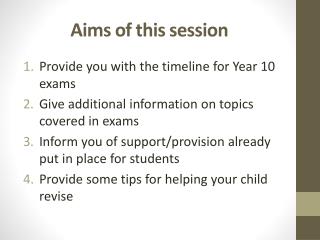 Aims of this session