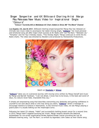 Singer Songwriter and 6X Billboard Charting Artist Margo Rey