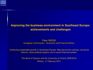 Improving the business environment in S outheast Europe : achievements and challenges