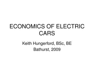 ECONOMICS OF ELECTRIC CARS