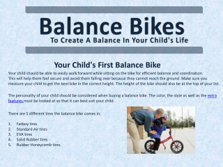 Your Child's First Balance Bike