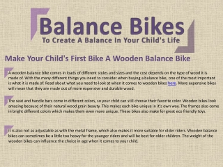Make Your Child's First Bike A Wooden Balance Bike