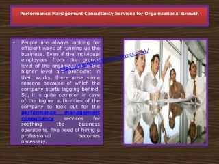 Performance Management Consultancy