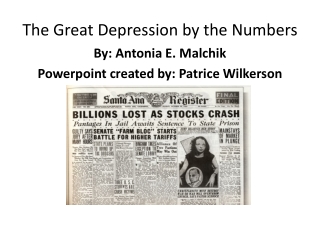 The Great Depression by the Numbers