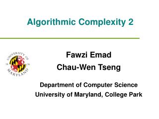 Algorithmic Complexity 2