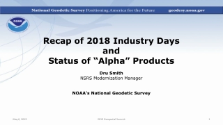 Recap of 2018 Industry Days and Status of “Alpha ” Products Dru Smith