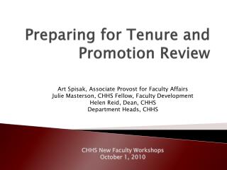 Preparing for Tenure and Promotion Review