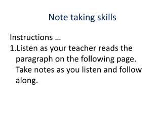 Note taking skills