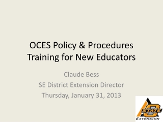 OCES Policy & Procedures Training for New Educators