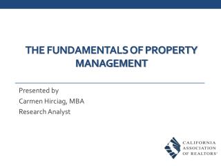 THE FUNDAMENTALS OF property MANAGEMENT