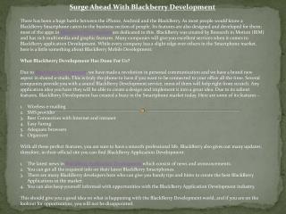 blackberry developmentr go hand in hand in current world
