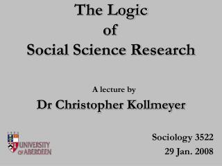 The Logic of Social Science Research