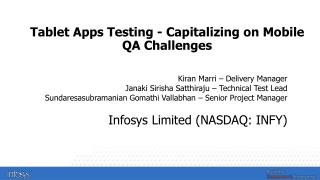 Tablet Apps Testing - Capitalizing on Mobile QA Challenges