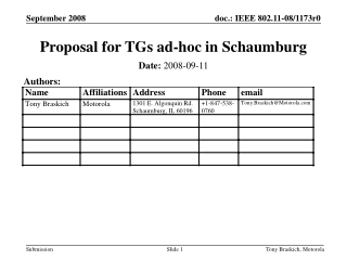 Proposal for TGs ad-hoc in Schaumburg