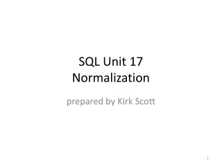 SQL Unit 17 Normalization