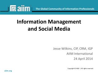 Information Management and Social Media