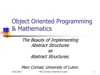 Object Oriented Programming & Mathematics