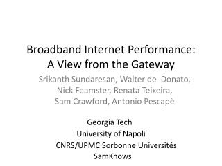 Broadband Internet Performance : A View from the Gateway