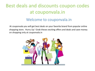 Best deals and discount coupon codes at couponvala.in