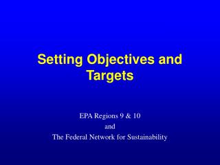 Setting Objectives and Targets