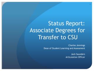 Status Report: Associate Degrees for Transfer to CSU