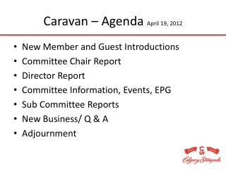 Caravan – Agenda April 19, 2012