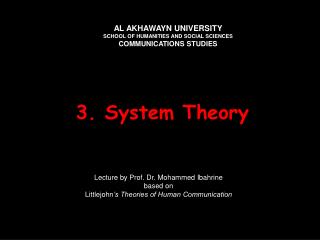 3. System Theory