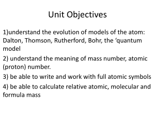 Unit Objectives
