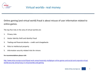 Virtual worlds- real money