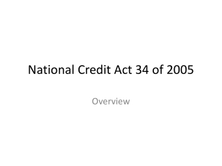 National Credit Act 34 of 2005