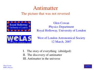 Antimatter The picture that was not reversed