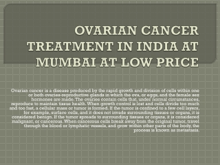 ovarian cancer treatment in india at mumbai at low price