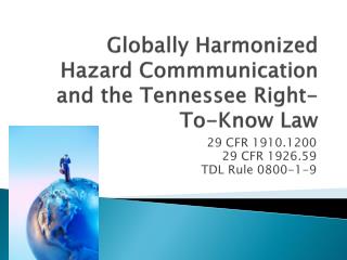 Globally Harmonized Hazard Commmunication and the Tennessee Right-To-Know Law