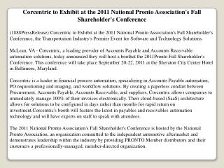 corcentric to exhibit at the 2011 national pronto associatio