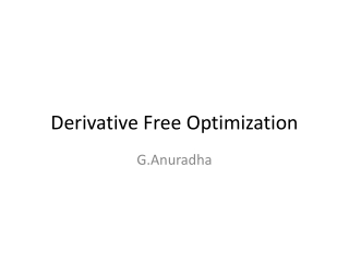 Derivative Free Optimization